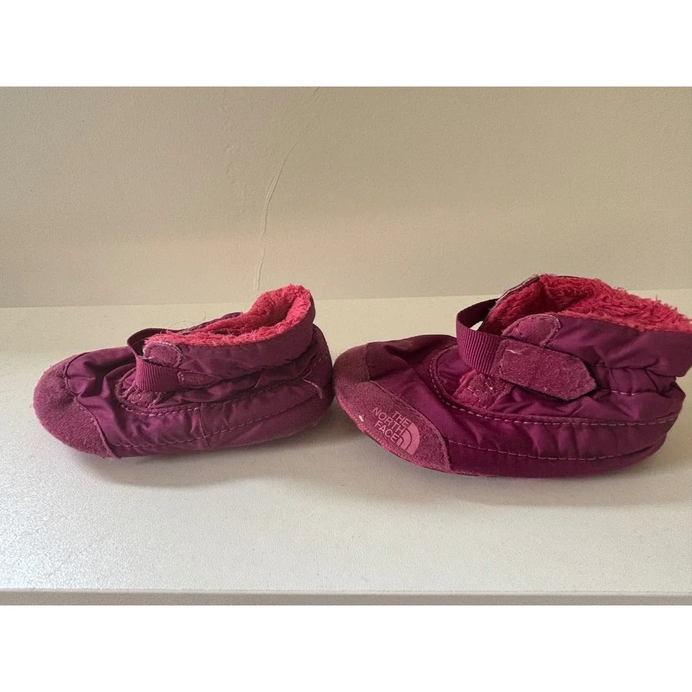 The North Face Infant Purple Fleece Lined Booties Slippers Size 5 Inch Outsole